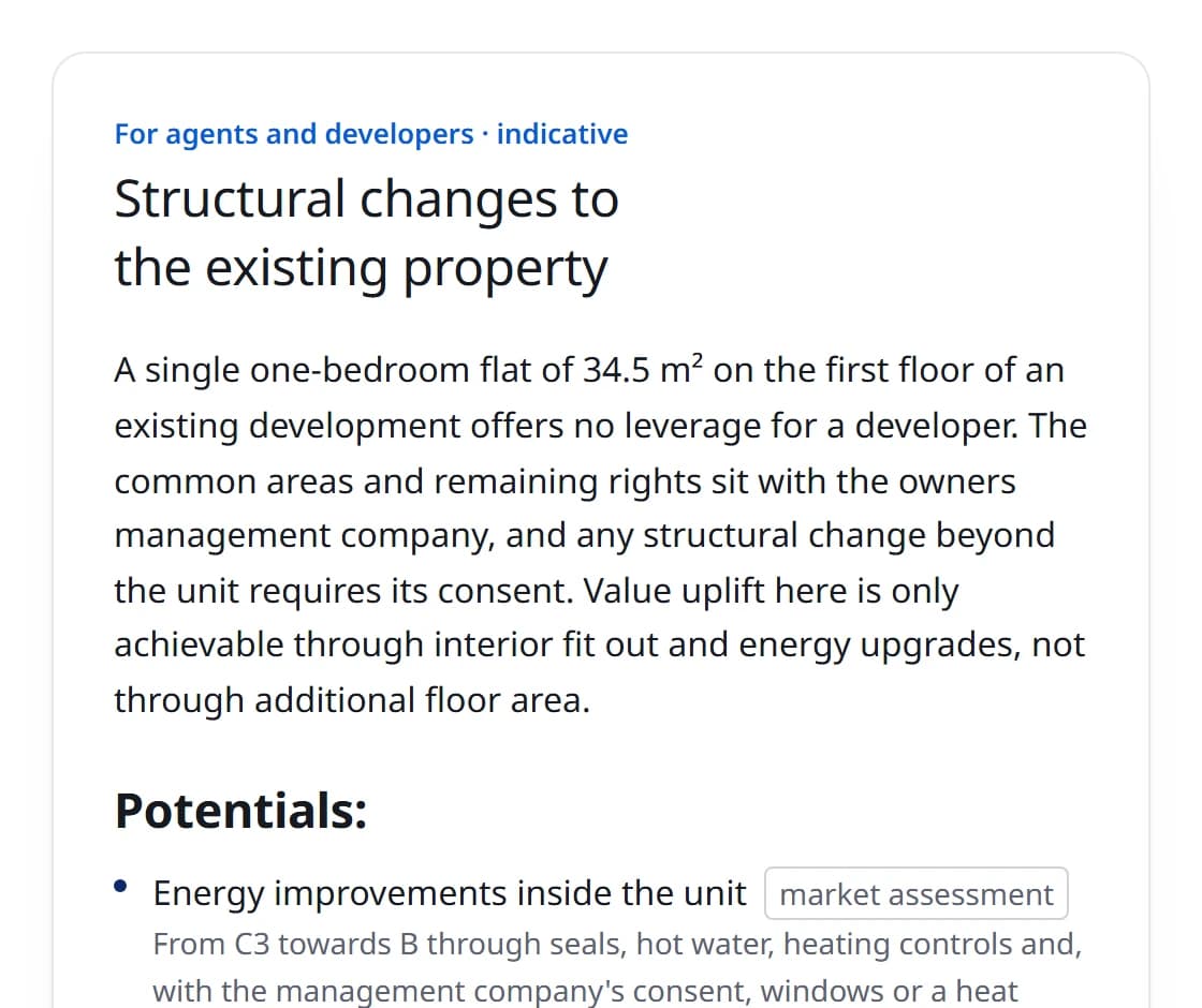 Structural changes to the existing property: view from a real report