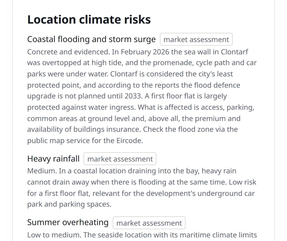 Location climate risks: view from a real report