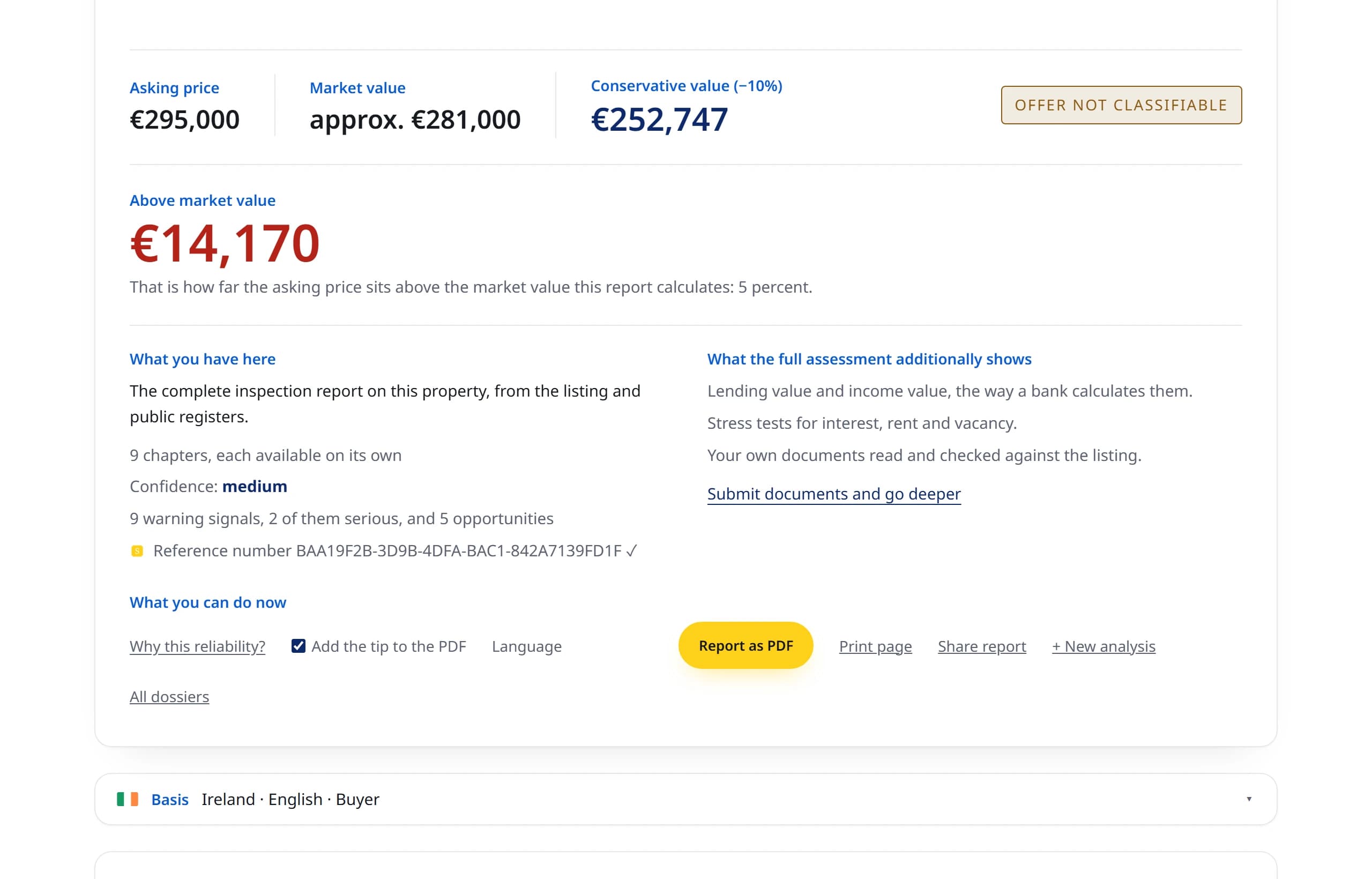 Asking price: view from a real report