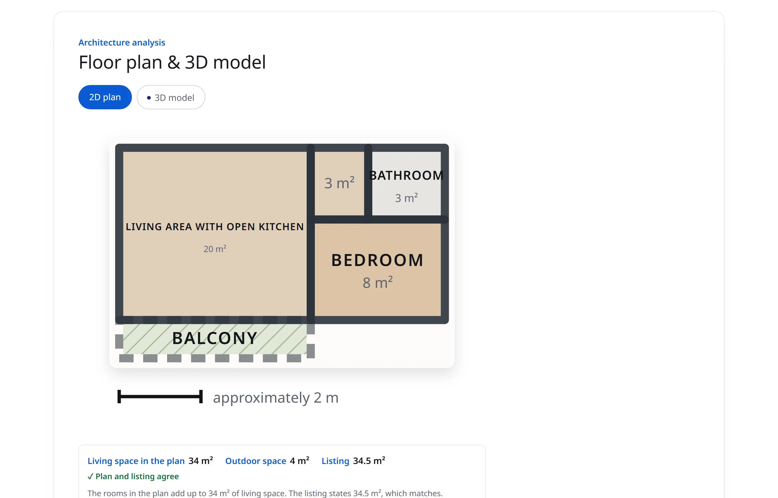 Floor plan & 3D model: view from a real report