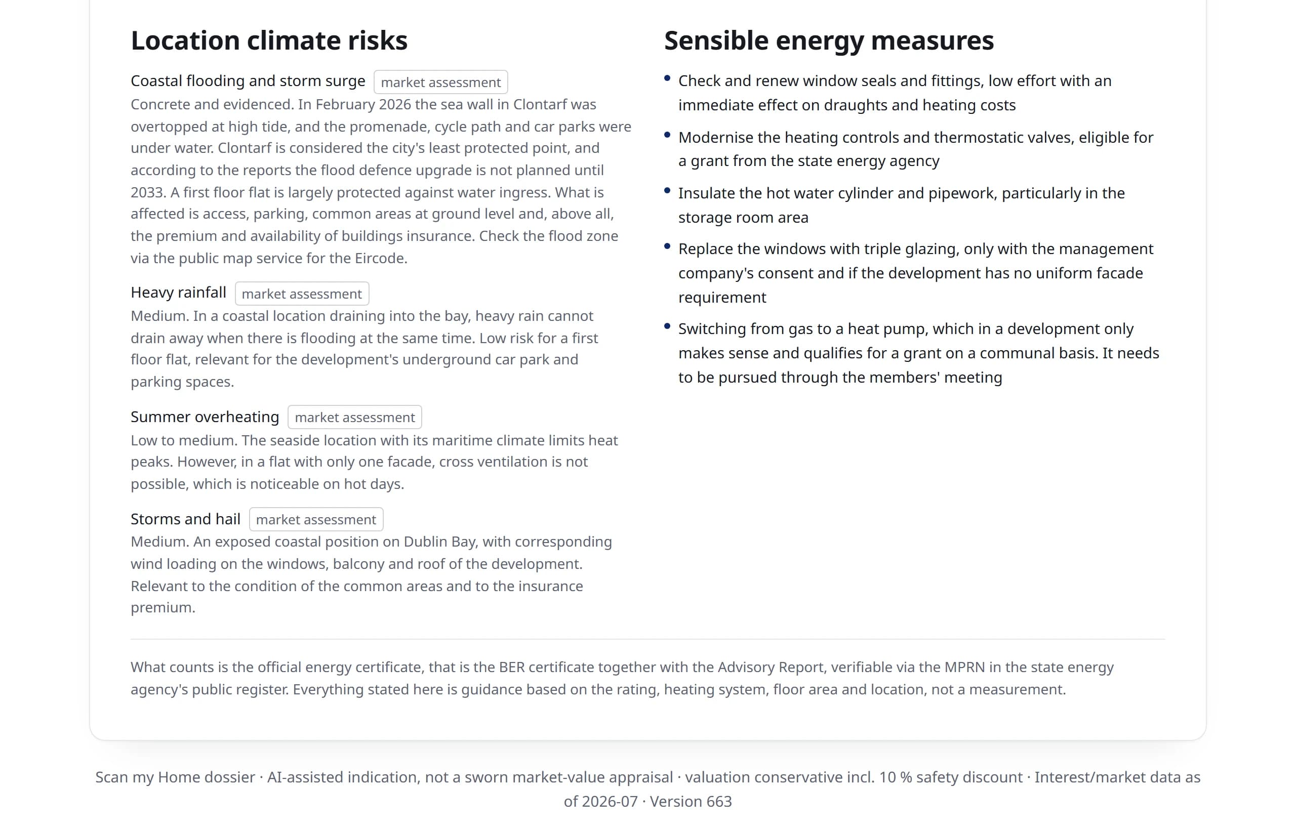 Location climate risks: view from a real report