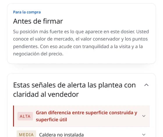 Antes de firmar: vista de un informe real